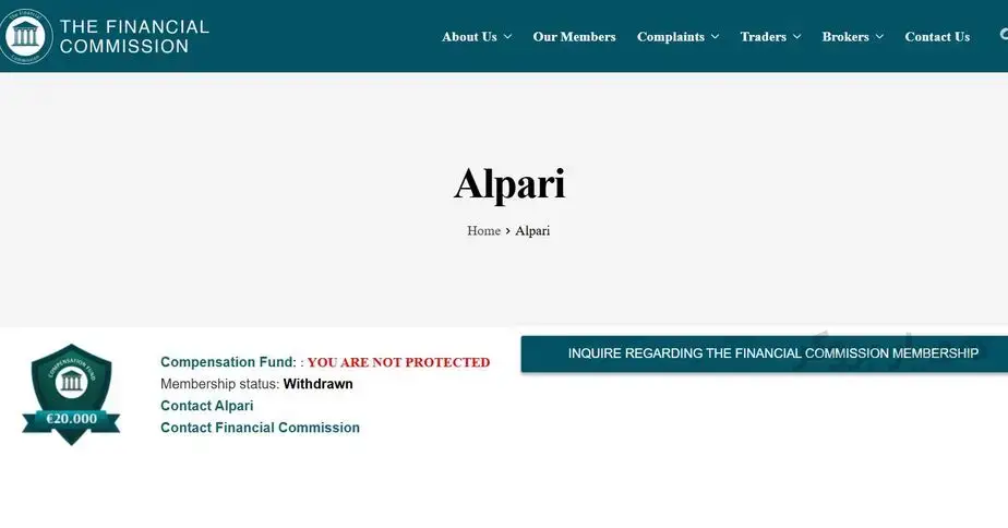 رگوله Alpari Comoros در FINACOM