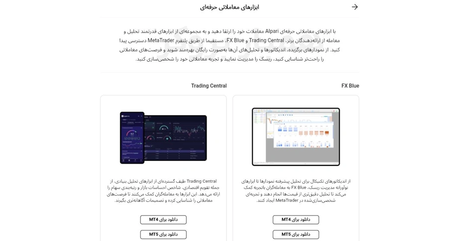 ابزارهای معاملاتی حرفهای در بروکر آلپاری